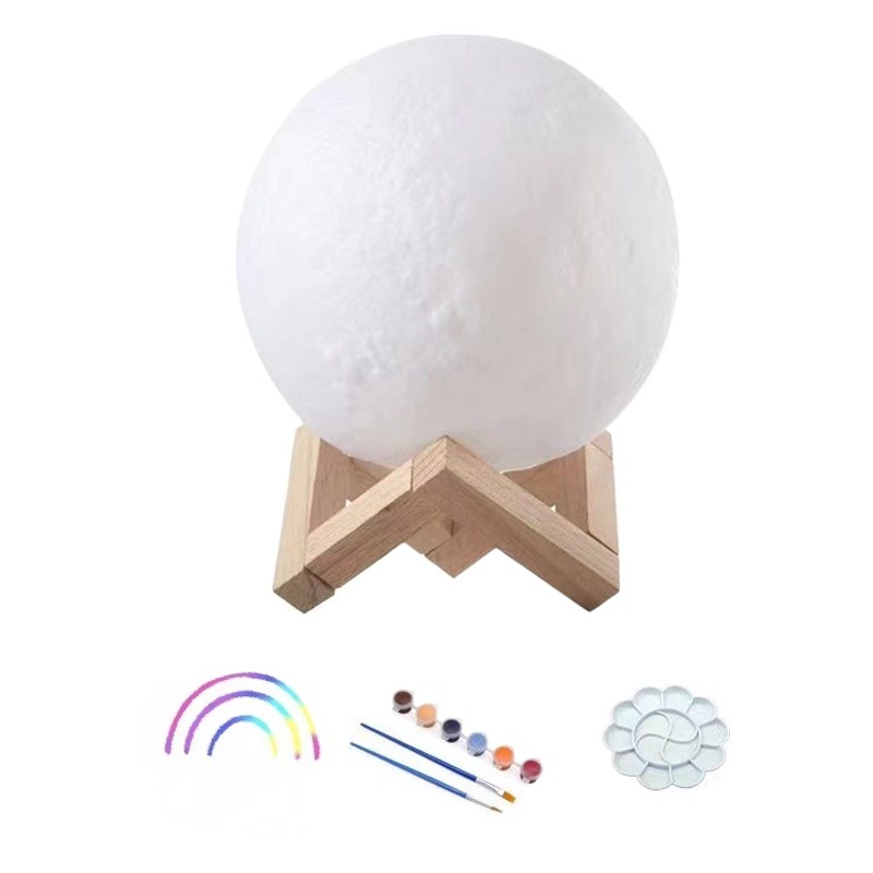 Moon Lamp Hand-Painted Planet DIY Ornaments Starry Sky Art Painting Graffiti Night Light Meaningful Gift Painting Set