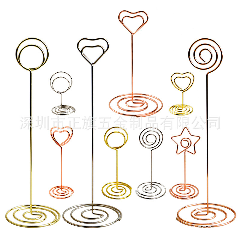 Creative heart-shaped peacock round desktop business card holder seat note card holder sign number plate clip message holder