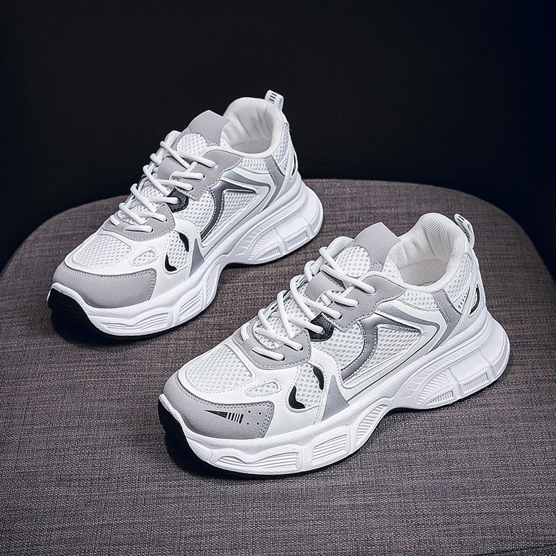 Dad's Shoes Women's 2025 New Spring Breathable Mesh Sports Shoes Women's Korean Version Easiest for Match Thick-Soled Casual Shoes Running Shoes