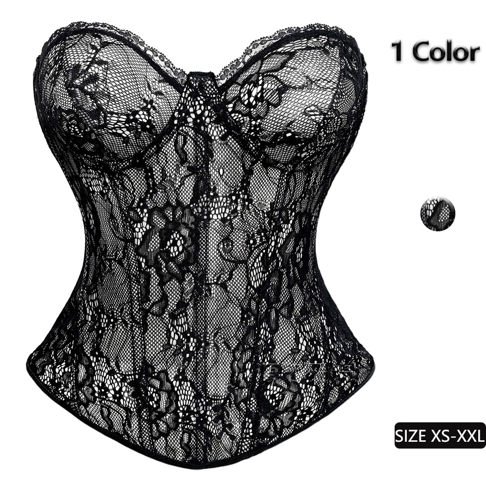 Amazon Palace Corset Tight-Fitting Tummy Control Fishbone Body Shaping Top Corset Pure Color Lace Tube Top