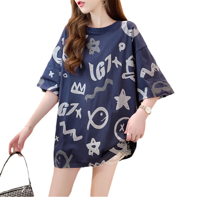 Popular Foreign trade wholesale summer new Korean retro fashion brand OVERSIZE women's T-shirt short sleeve loose plus size