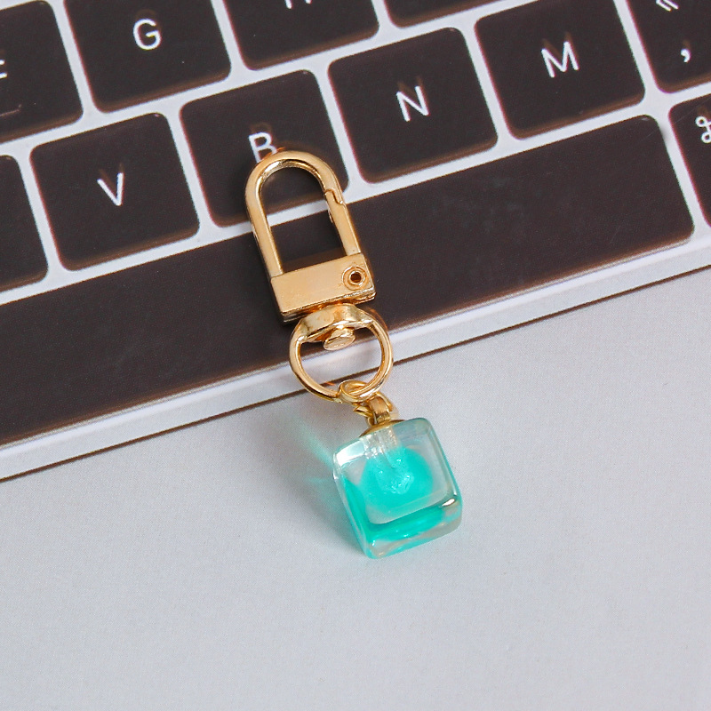 Picture of ins style AB color love beads keychain pendant diamond-shaped cut hanging hole door buckle girl's heart bag bag hanging jewelry