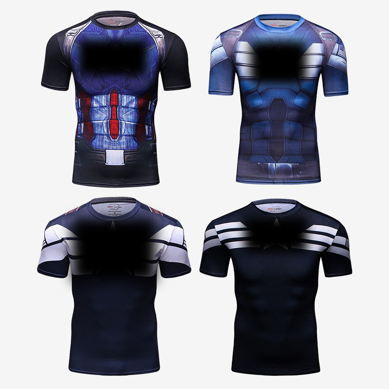 A generation of quick-drying tight T-shirt sports tights fitness training clothes Lycra crew neck short sleeve T-shirt