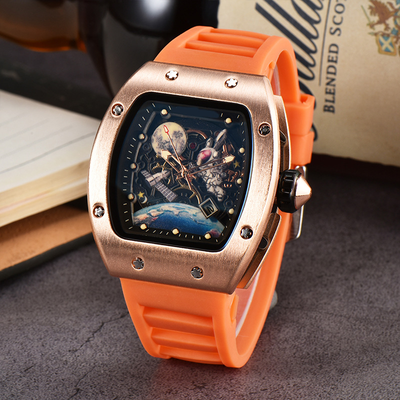 Picture of Factory wholesale foreign trade new barrel-shaped space astronaut luminous hollow tourbillon fashion men's wrist watch