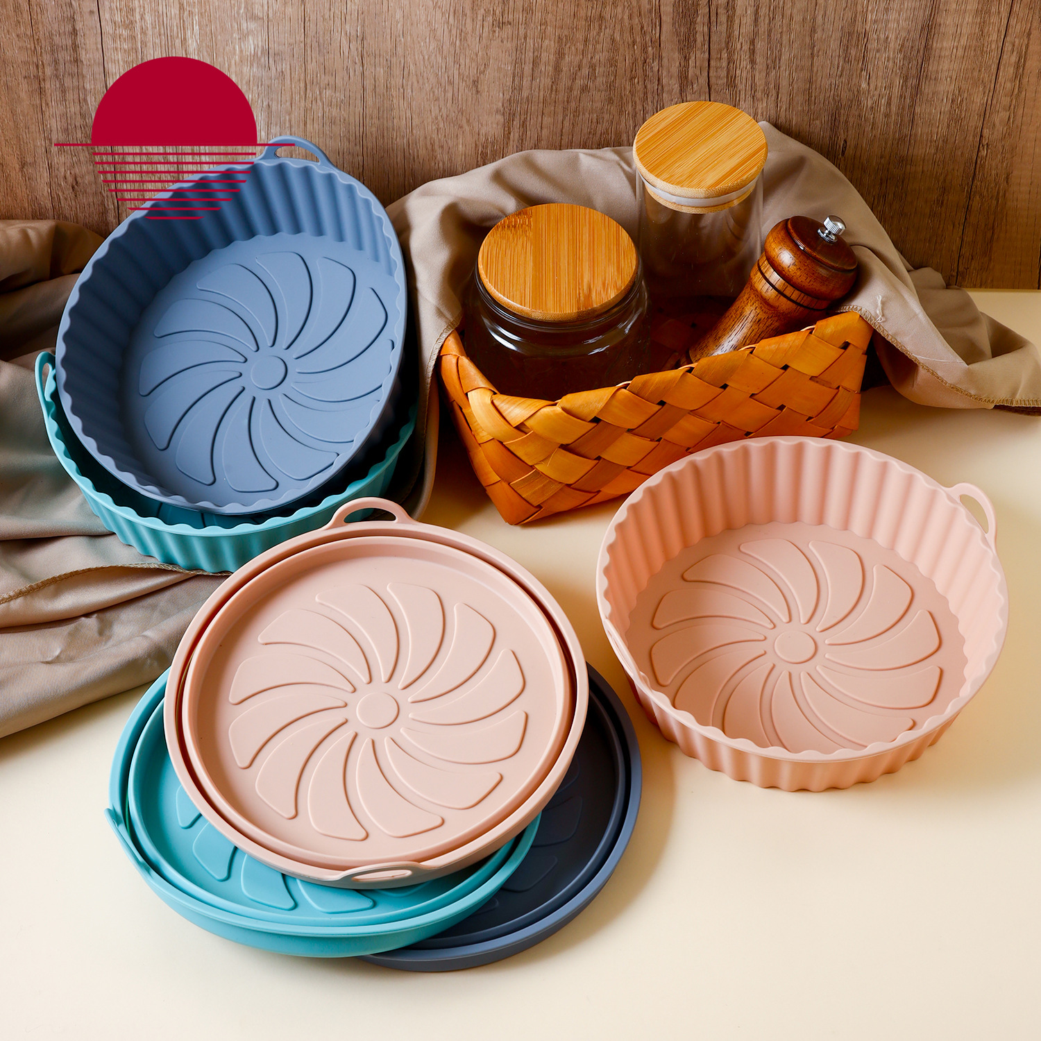 Picture of High temperature resistant folding silicone air fryer basket baking tray inner basket silicone pot air fryer