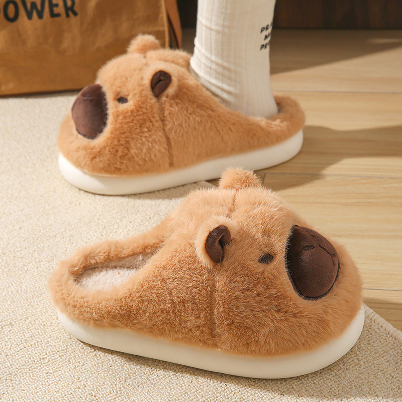 Picture of Kapibala Furry Slippers for Women Autumn and Winter Outer Wear Thick-Soled Indoor Home Warm Baotou Cotton Slippers Cross-Border Wholesale