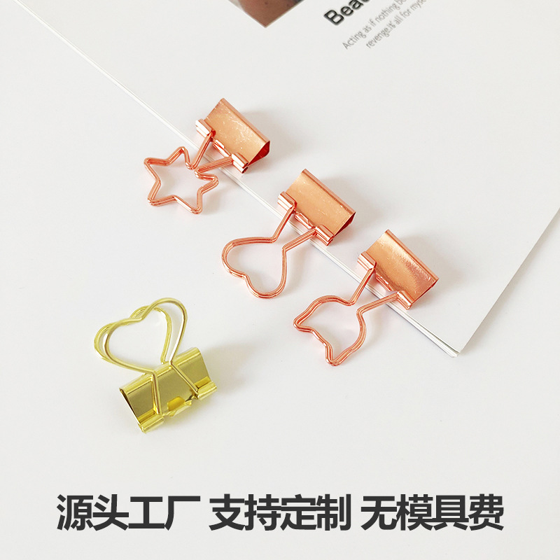 19mm Creative Alien Cat Long Tail Clip Heart-shaped Multifunctional Office Stationery Clip Rose Gold Dovetail Clip Wholesale