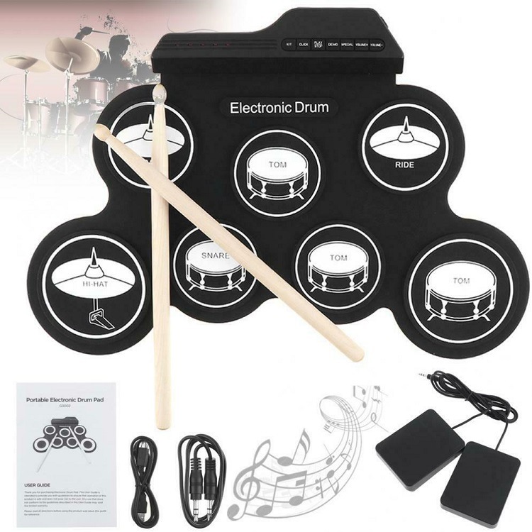 Hand roll electronic drum percussion instrument portable silicone hand roll drum set jazz drum USB electronic drum wholesale cross-border