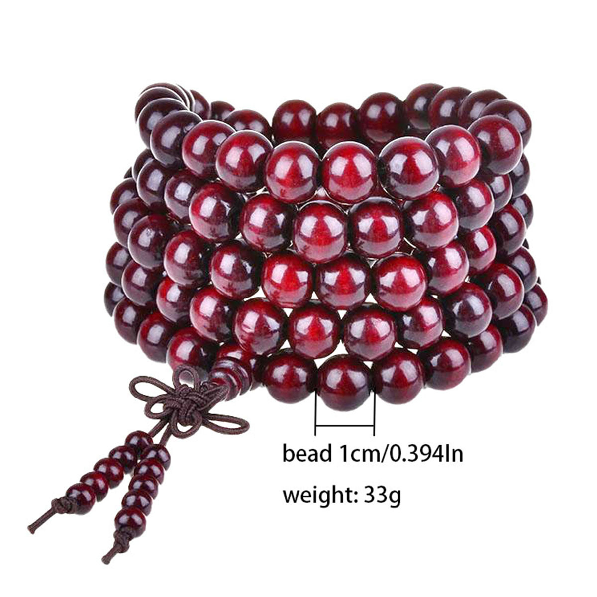 Picture of Imitation lobular red sandalwood wood paint 108 beads rosary beads