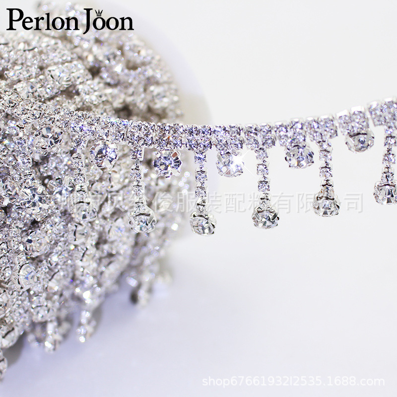 in stock foreign trade explosions small tassel high quality rhinestone short tassel diamond chain shoes bag wedding dress clothing decoration