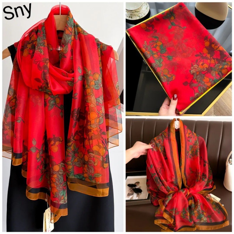 Picture of Spring and Summer New Soft Yarn Sunscreen Shawl Summer Thin Imitation Silk Long Silk Scarf Fashion Printed Flower Scarf