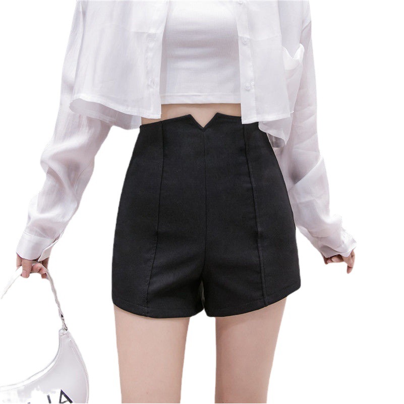 Large size women's fat mm200 kg Korean version of high waist elastic shorts slim A- shaped wide leg pants slim casual hot pants tide