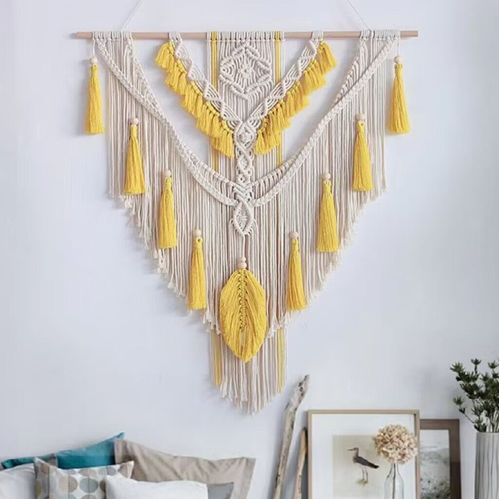 Picture of Ins Woven Large Tapestry TV Bedside Sofa Background Decoration Handmade Hallway Covering Wall Decoration Wall Hanging