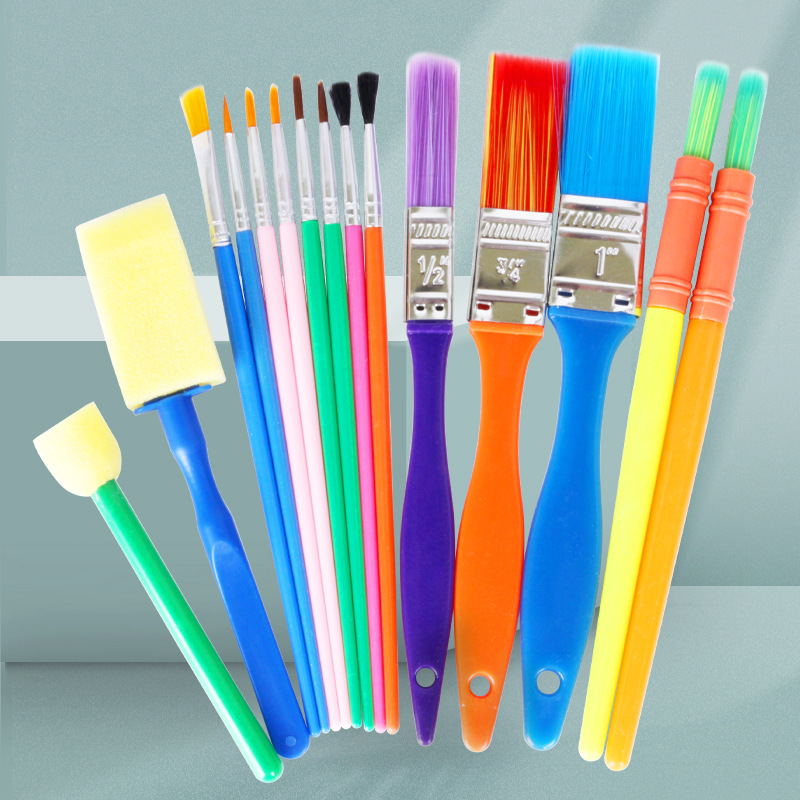 Cross Border Sponge Painting Brush 15 pcsset Children's Painting Seal Sponge Brush Early Education Pigment Graffiti Tools Sponge