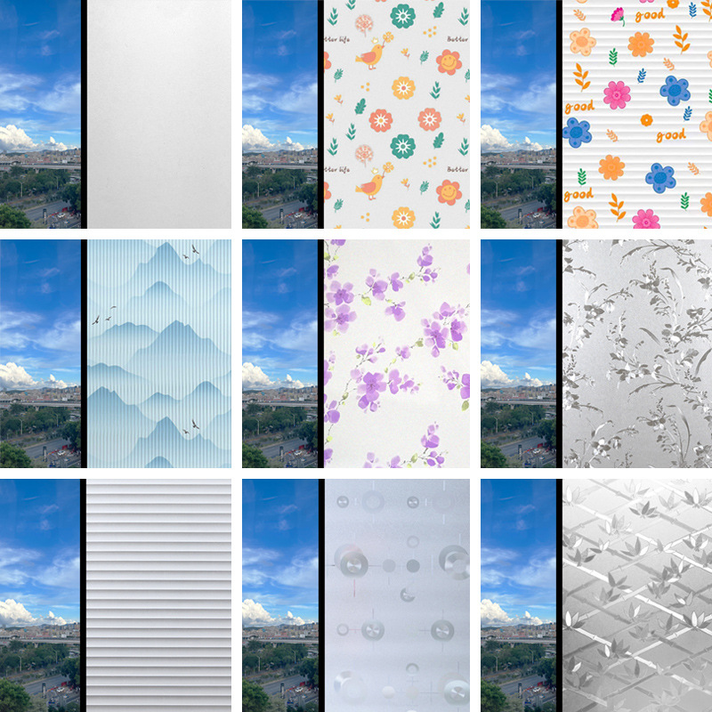 Transparent opaque electrostatic embossed glass film bathroom balcony privacy window anti-peep film transparent glass sticker