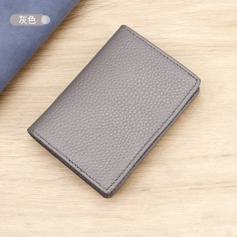 Picture of in stock wholesale genuine leather men's business card clip bag gift litchi pattern first layer cowhide business card holder 3302