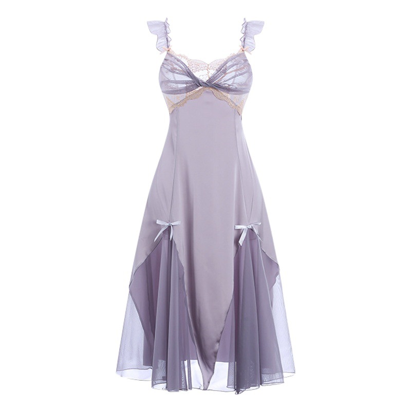 Guiruo New Autumn and Winter Sexy Casual Sling Nightdress Backless Solid Color Private House Temptation Home Suit S2787