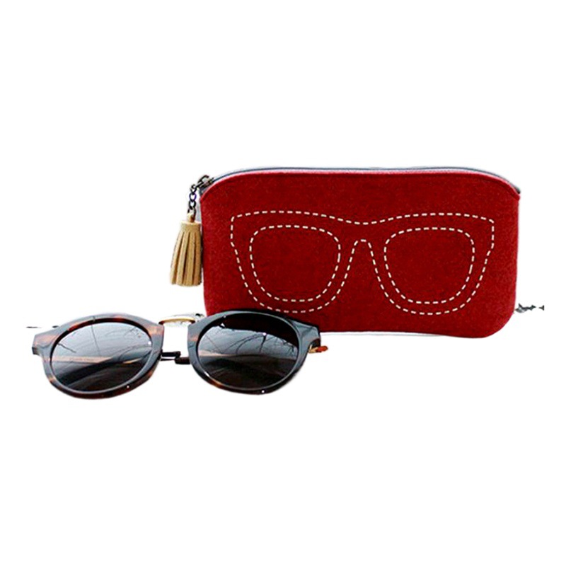 Felt creative sunglasses case glasses bag in stock gift felt glasses protective cover felt bag with logo