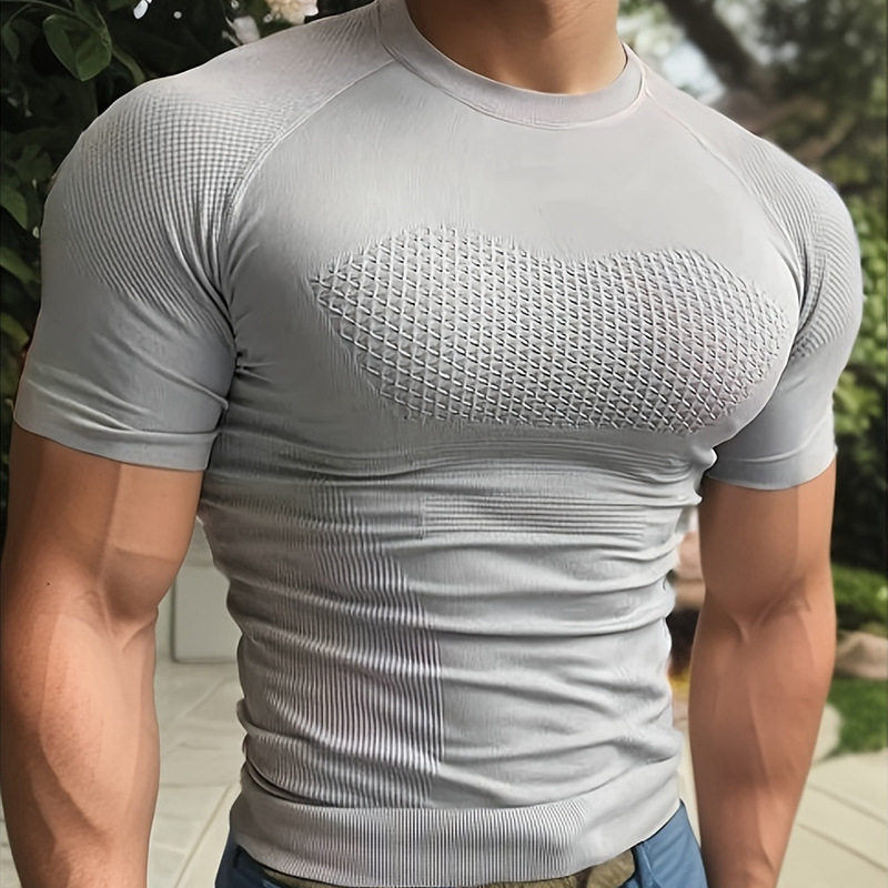 Picture of Professional Fitness Suit Seamless Short-sleeved Sports T-shirt Men's Summer Running Training Quick-drying Compression Tight Outdoor Top