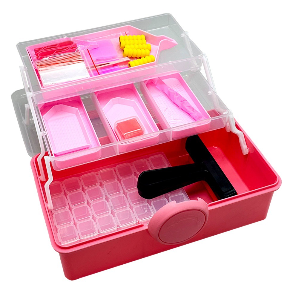 DIY Diamond painting tool suitcase elbow multi-function point drill pen purple Pink child and mother large sharp plate tool suit