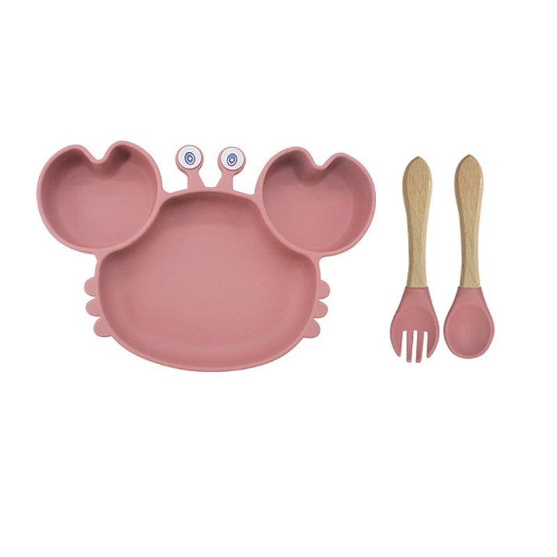Picture of Baby silicone tableware crab plate suit food supplement bowl bib food grade tableware suit factory direct supply cross-border