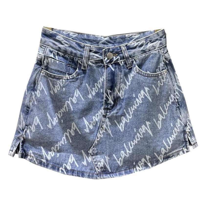 2024 spring and summer new Korean style fashionable slim fit slimming Denim skirt women's hot girl fashionable printed skirt pantskirt