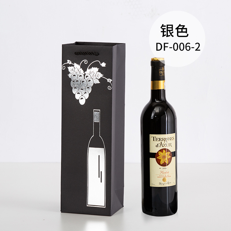 Picture of Red Wine Portable Paper Bag in Stock Hot Stamping Practical Red Wine Gift Packaging Bag Wine Portable Paper Bag Wholesale