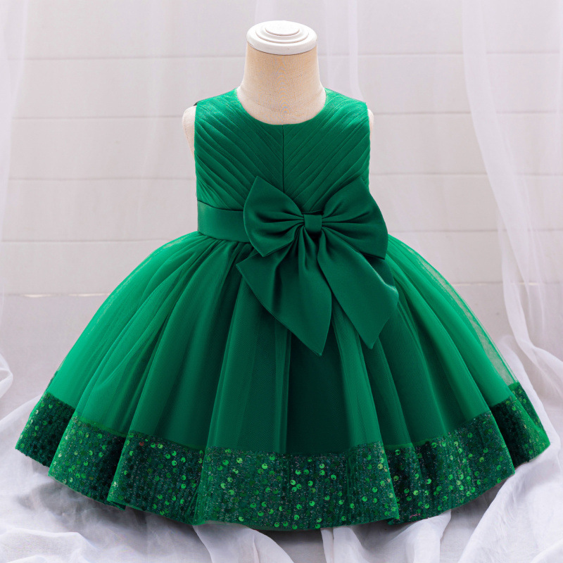 Amazon Girls One Year Old Baby Wash Dress Baby Bow Sequin Mesh Dress Birthday Party Dress
