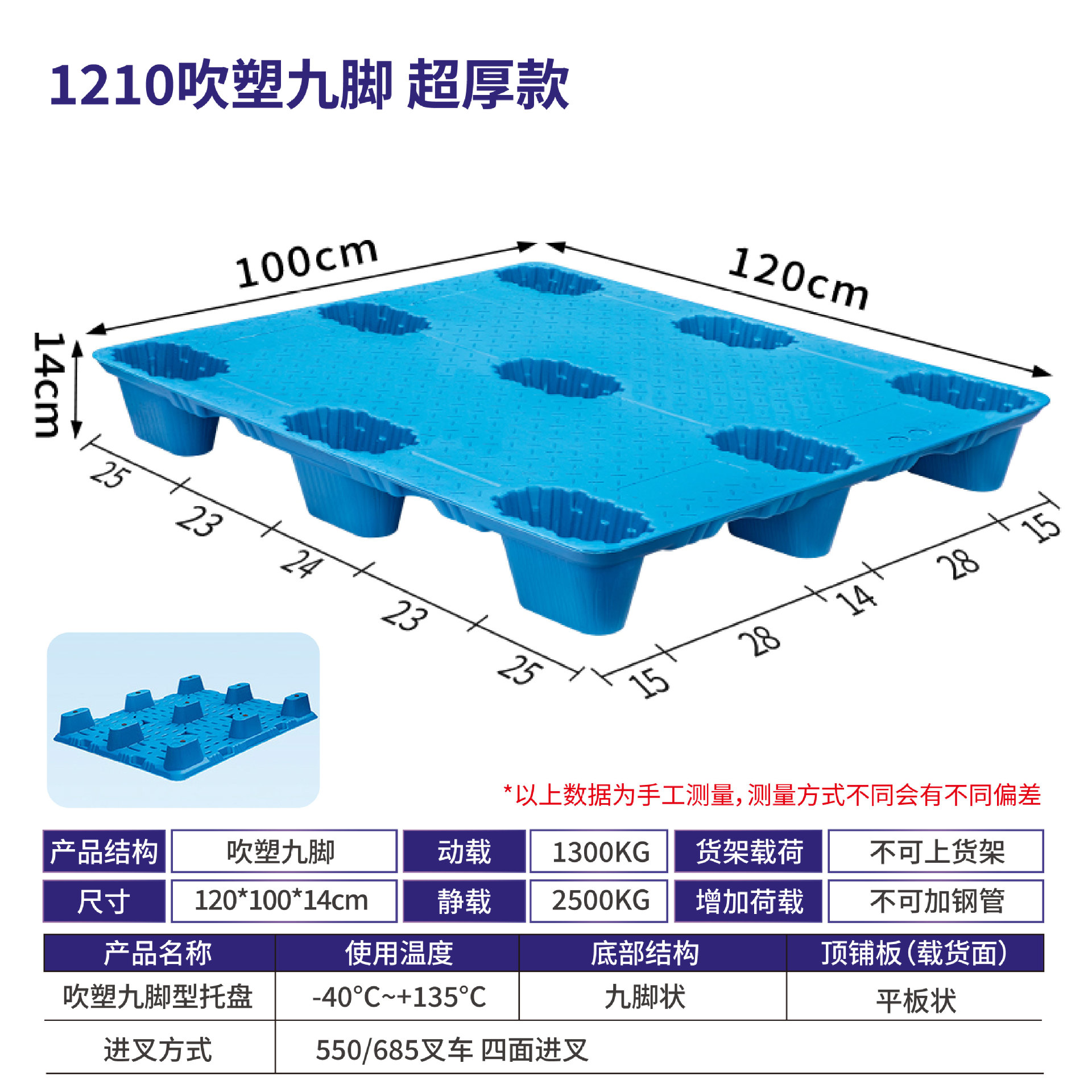Picture of Xinyito blow molding nine-legged plastic pallet forklift logistics plane card warehouse turnover plastic moisture-proof backing plate factory