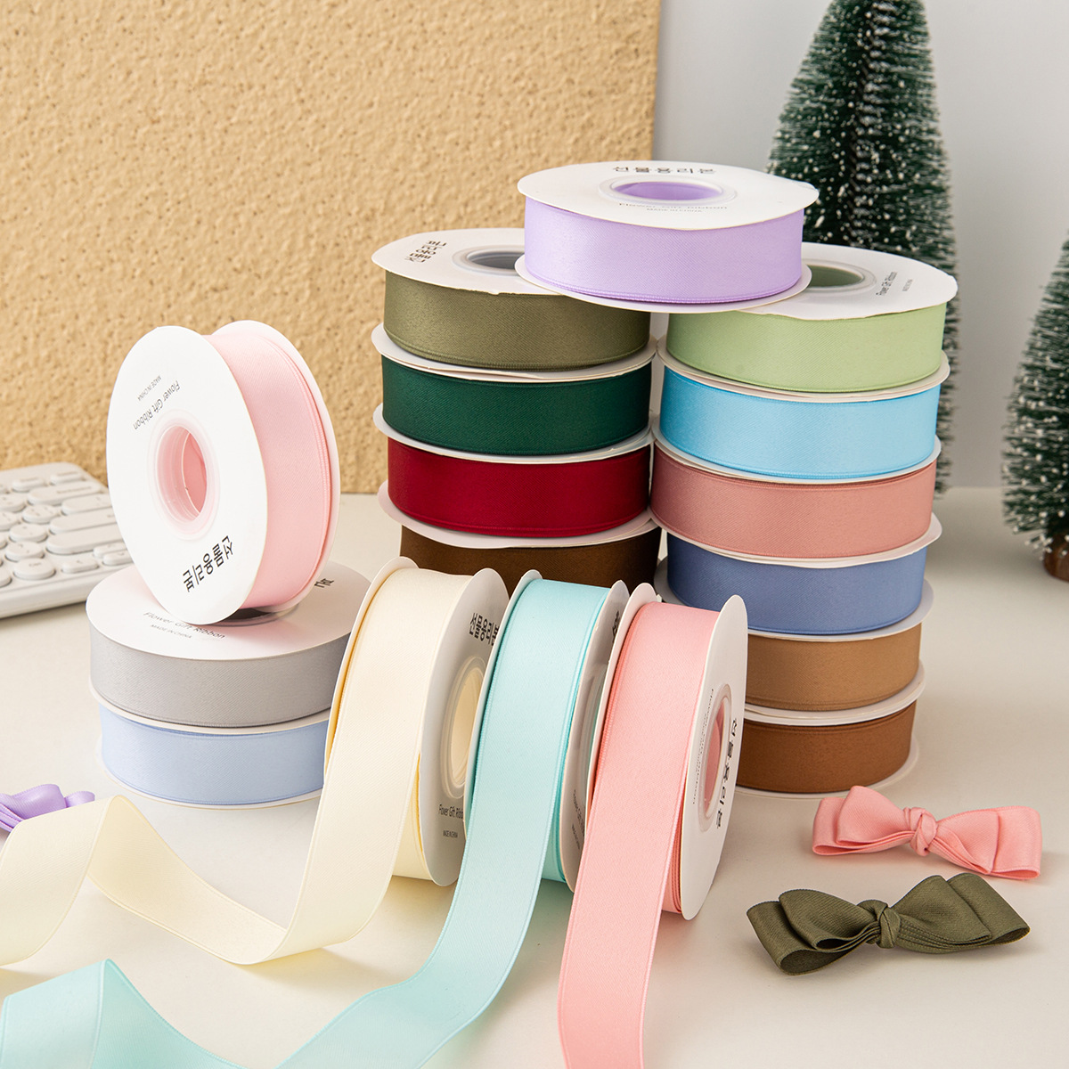 2.5 South Korea Double-sided Matte Polyester Cotton Ribbon Handmade Hair Ornaments Bow Material Clothing Accessories Cotton Wrap Belt