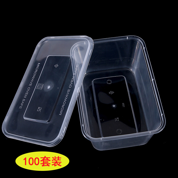 Picture of Disposable lunch box transparent plastic lunch box rectangular lunch box environmental protection lunch box 1000ml take-out packing box