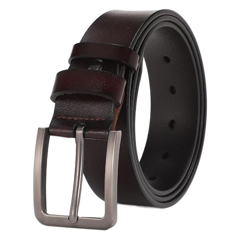 Belt Men's Genuine Leather Pin Buckle Men's Pure Cowhide Middle-aged and Elderly Belt Wide Korean Style Business Casual Fashionable Trouser Belt for Youth