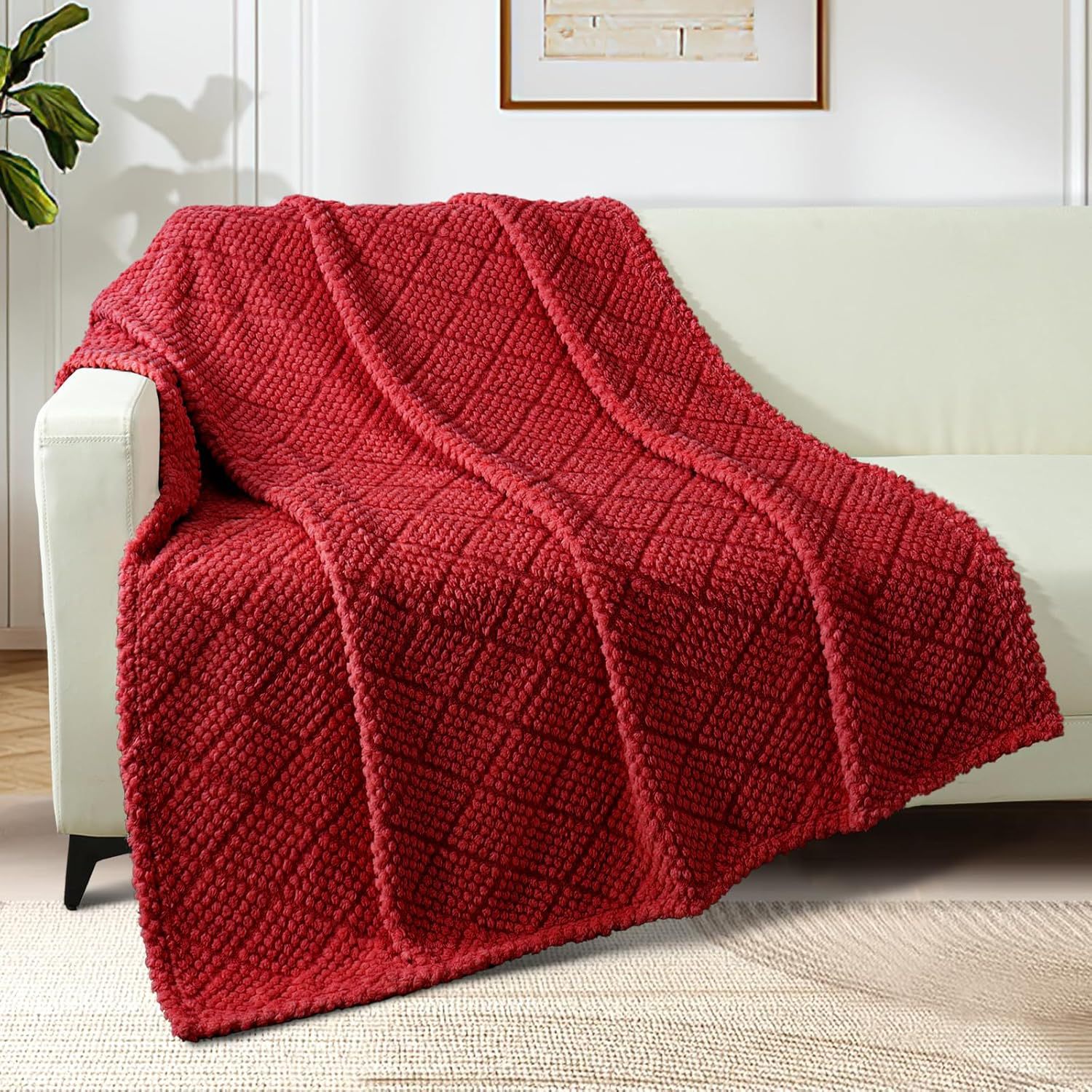 Picture of Cross-Border Mesh Corn Grain Flannel Blanket, Thickened and Fleece-Lined, Suitable for Office Nap, Skin-Friendly, Ultra-Soft Blanket