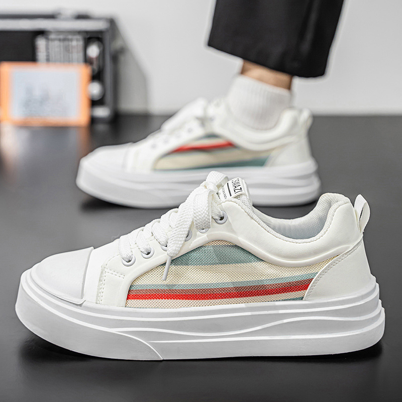 Trendy Men's Shoes 2025 Summer New Lightweight Breathable Sports Casual Shoes Versatile Lace-Up Color-Blocking Casual Sneakers
