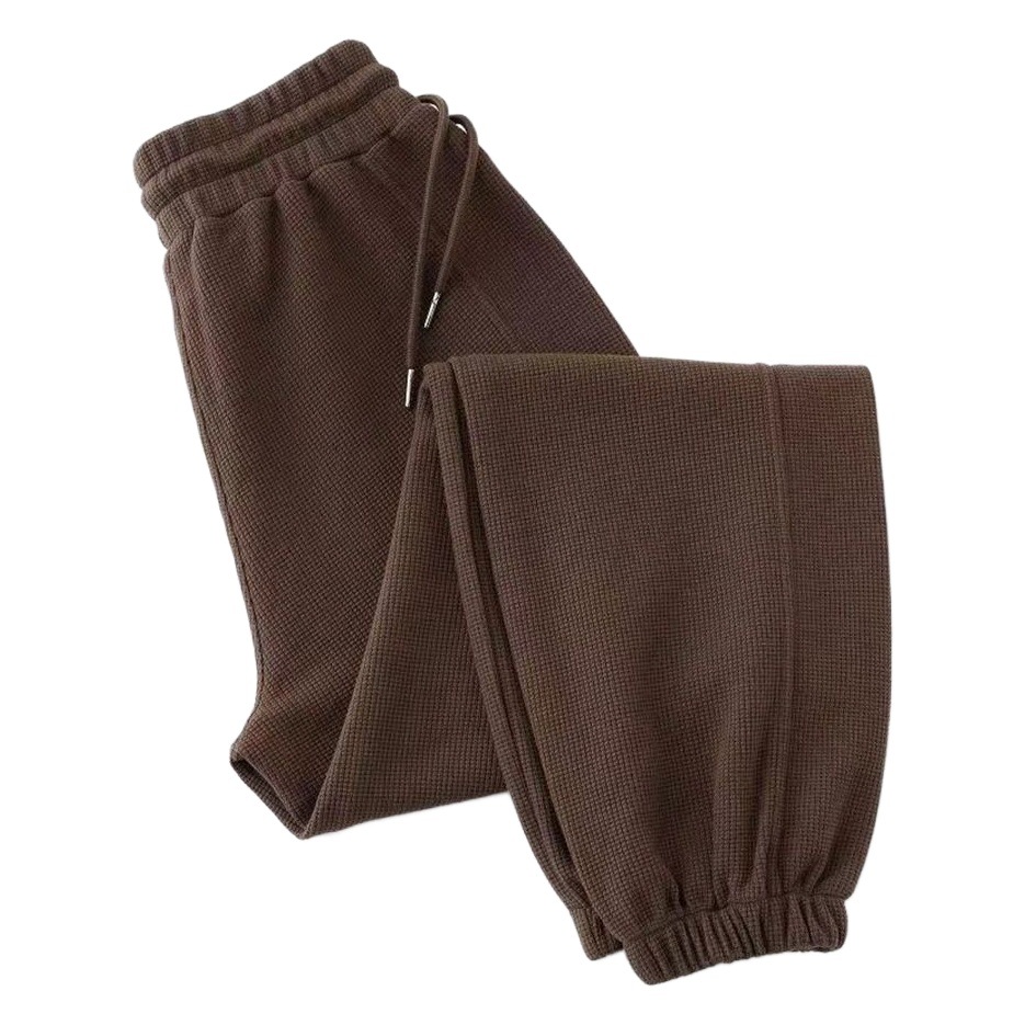 Waffle sports pants women's spring and autumn toe pants 2023 new black small spring casual harem pants