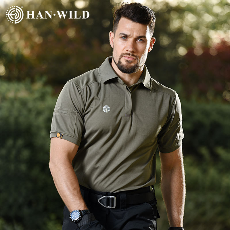 Hye Wholesale T-Shirt Men's Outdoor Sports Tactical P0L0 Shirt Lapel Short-Sleeved Summer Camouflage Quick-Drying Short-Sleeved Delivery