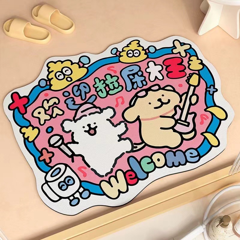 Picture of Diatom Mud Absorbent Floor Mat Cartoon Fun Toilet Bathroom Door Non-Slip Anti-Drop-Resistant Household Special-Shaped Foot Mat