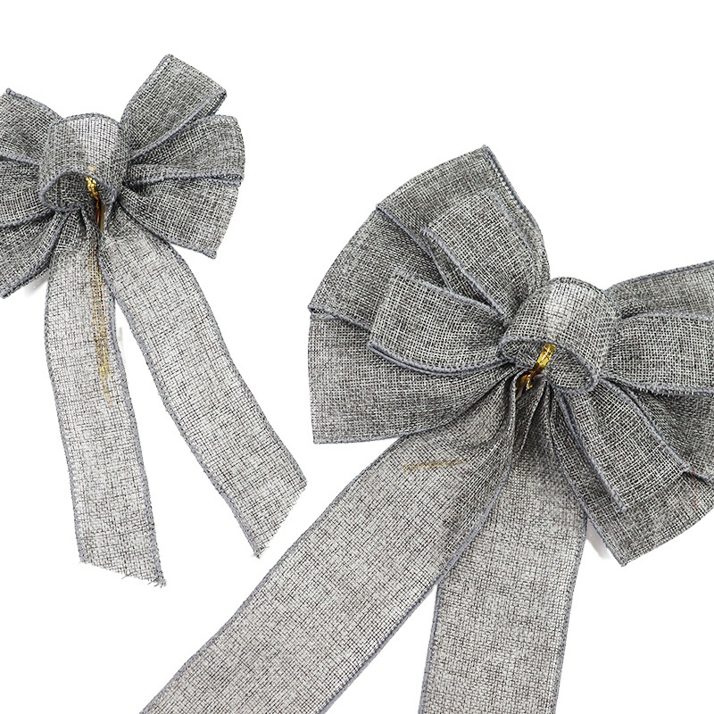 Cross-Border E-Commerce Hot Product Imitation Linen Ribbon Bow Tree Top Decorative Garland Accessories Gift Decoration Ribbon Bow