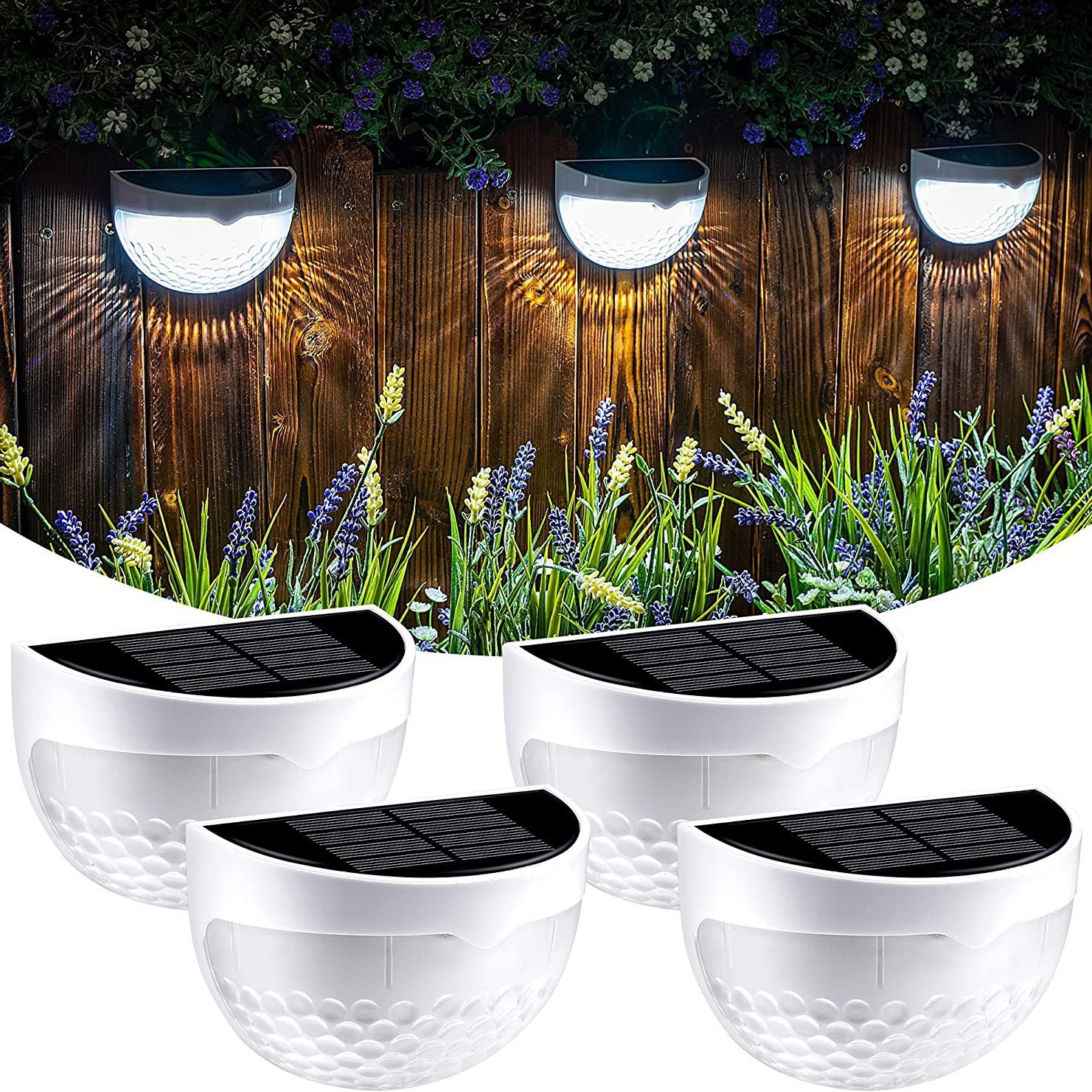 Cross-border solar fence lamp 6LED semicircle step lamp ladder lamp garden balcony wall lamp fence courtyard decoration wall