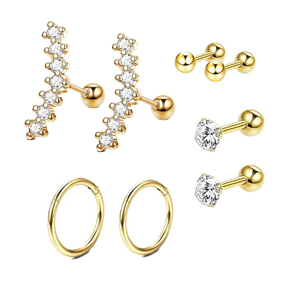 European and American AliExpress WISH EBAY double circle ear clip earrings ear hook piercing jewelry suit