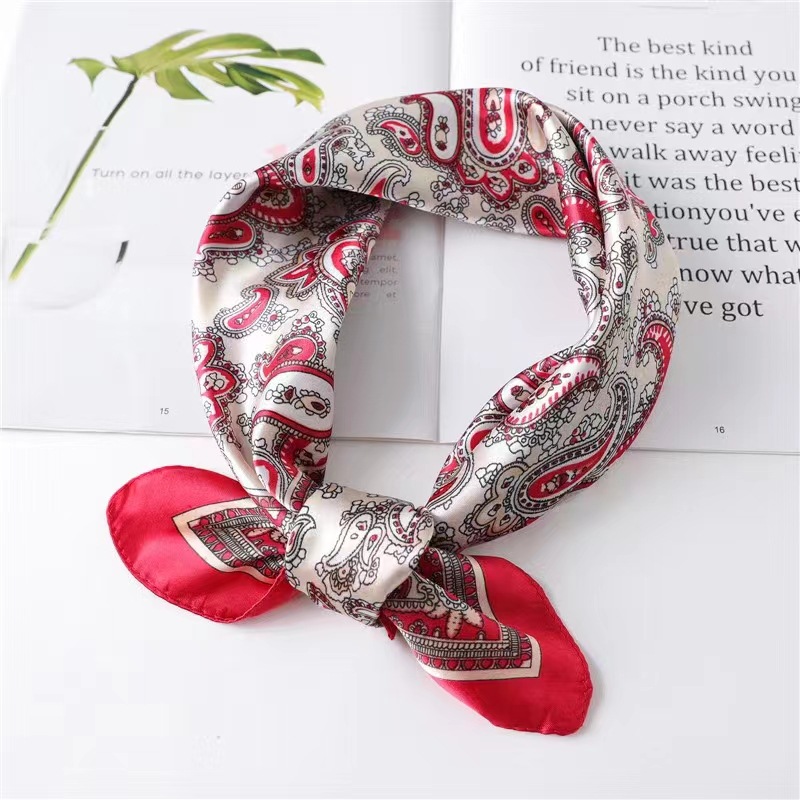 Picture of Korean Style New Autumn and Winter Small Silk Scarf Women's Imitation Silk Versatile Professional Small Square Scarf Manufacturer Wholesale Hangzhou Silk Scarf