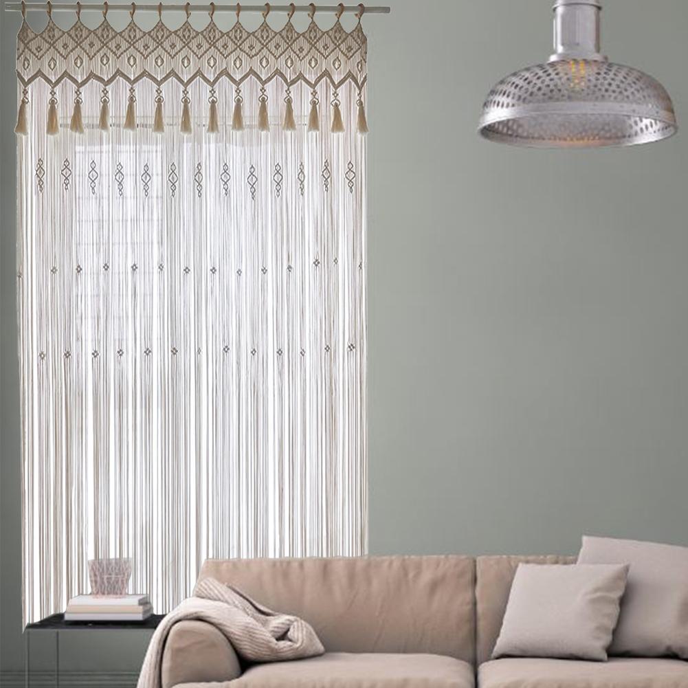 Picture of Hand-Woven Cotton Rope Tapestry Door Curtain Bay Window Bohemian Wedding Backdrop Partition Curtain Decoration Bedroom Home Decor