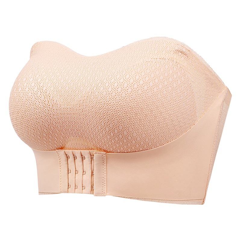 Strapless Tube Top Large Size Underwear Women's Top Support Push-Up Front Buckle Wrap Thin Beautiful Back Wedding Dress Non-slip Invisible Bra