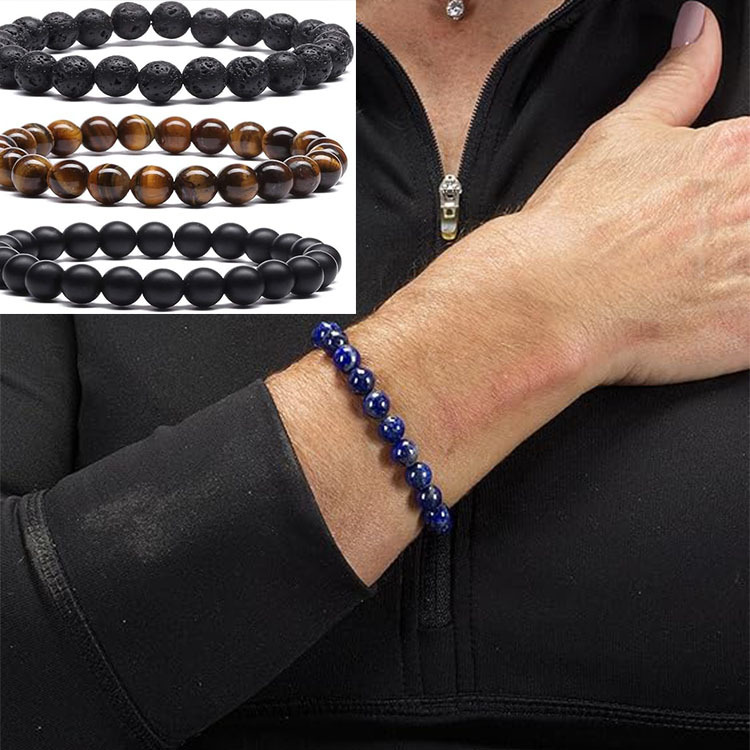 Picture of Zhou Lianfa 32 Color Amazon Crystal Agate Tiger Eye Bracelet Fashion Simple Single Circle Round Bead Cross-border Bracelet Batch