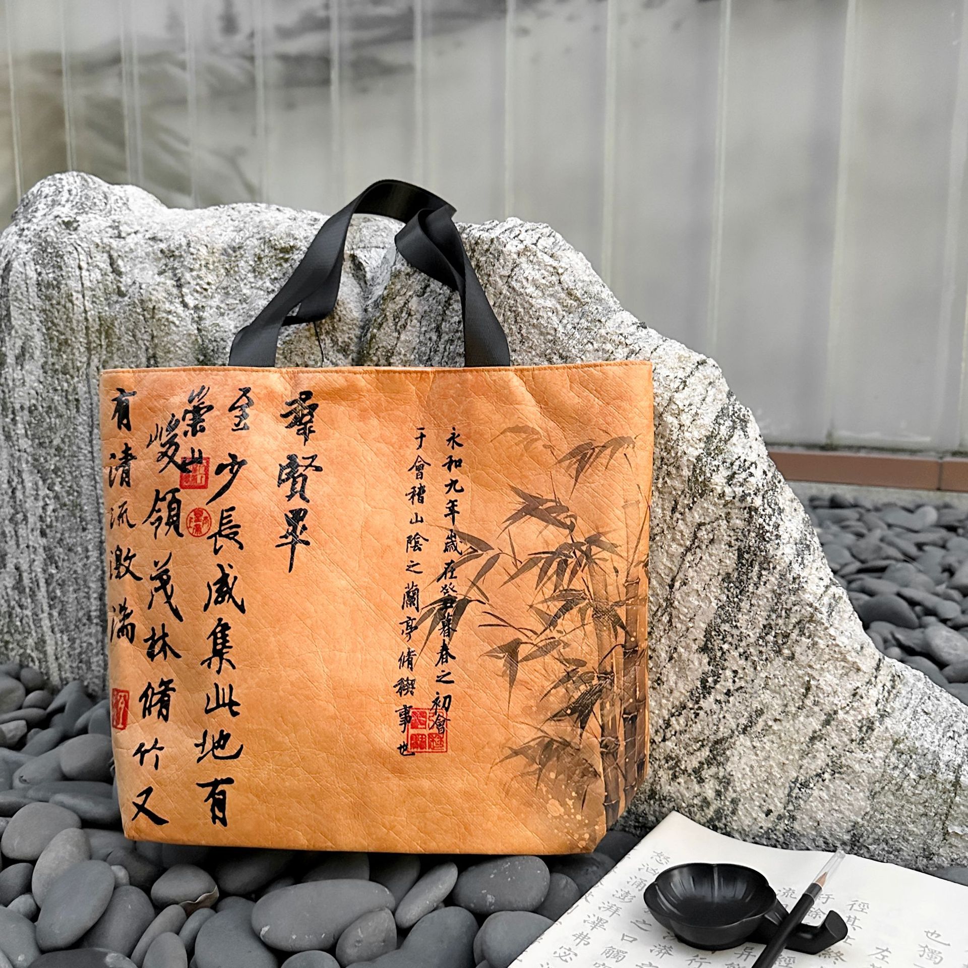 DuPont Paper Bag Lanting Collection Tote Bag Retro Waterproof Wash Cowhide Canvas Shoulder Bag Wenchuang Shopping Eco Bag