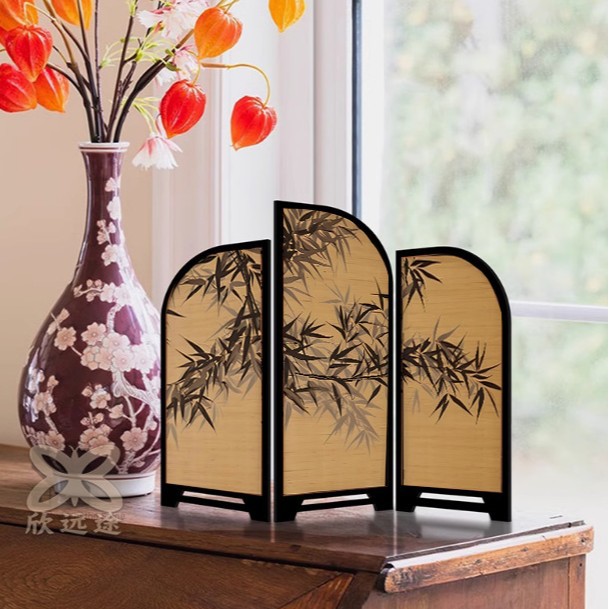 New Chinese-Style Screen Desktop Ornament "Ink Bamboo" Antique-Style Entrance Hall Home Tea Table Decoration Painting Tv Cabinet