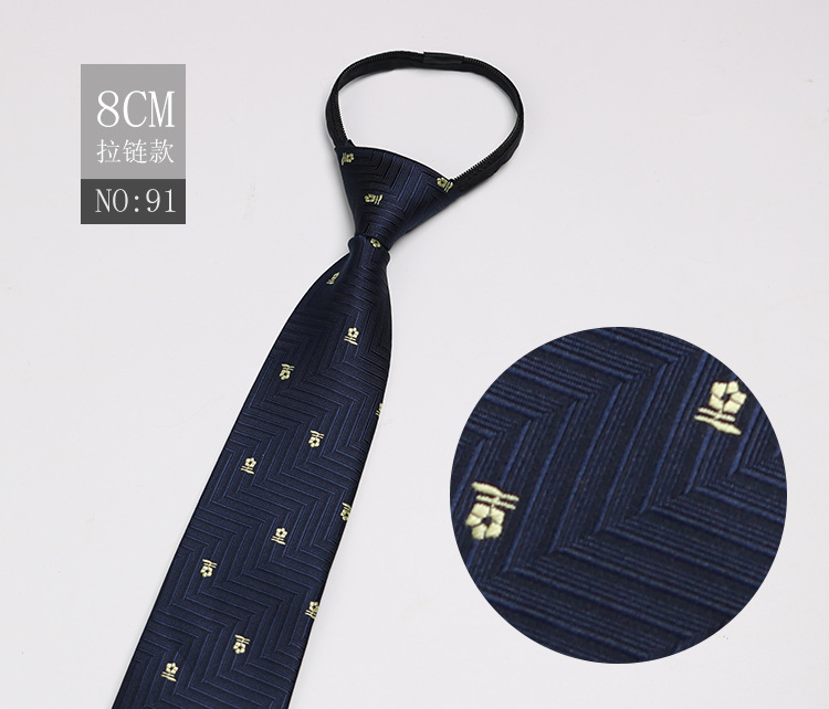 Picture of Factory Black Men's Tie Striped Blue Business Tie Lazy People Knot Free Zipper Tie in stock Wholesale