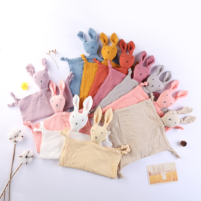 Picture of Pure Cotton Double-layer Gauze Baby's Spit Towel Sleeping Bag Blanket Doll Baby's Ambience Towel Entrance Rabbit Blanket