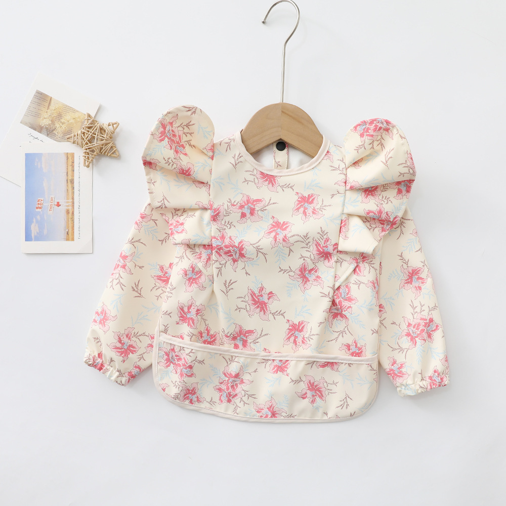 Picture of Danish Children's Overalls Long-Sleeved Wings Eating Clothes Baby Retro-Dressing Baby Soft PU Waterproof Anti-Dirty Feeding Clothes