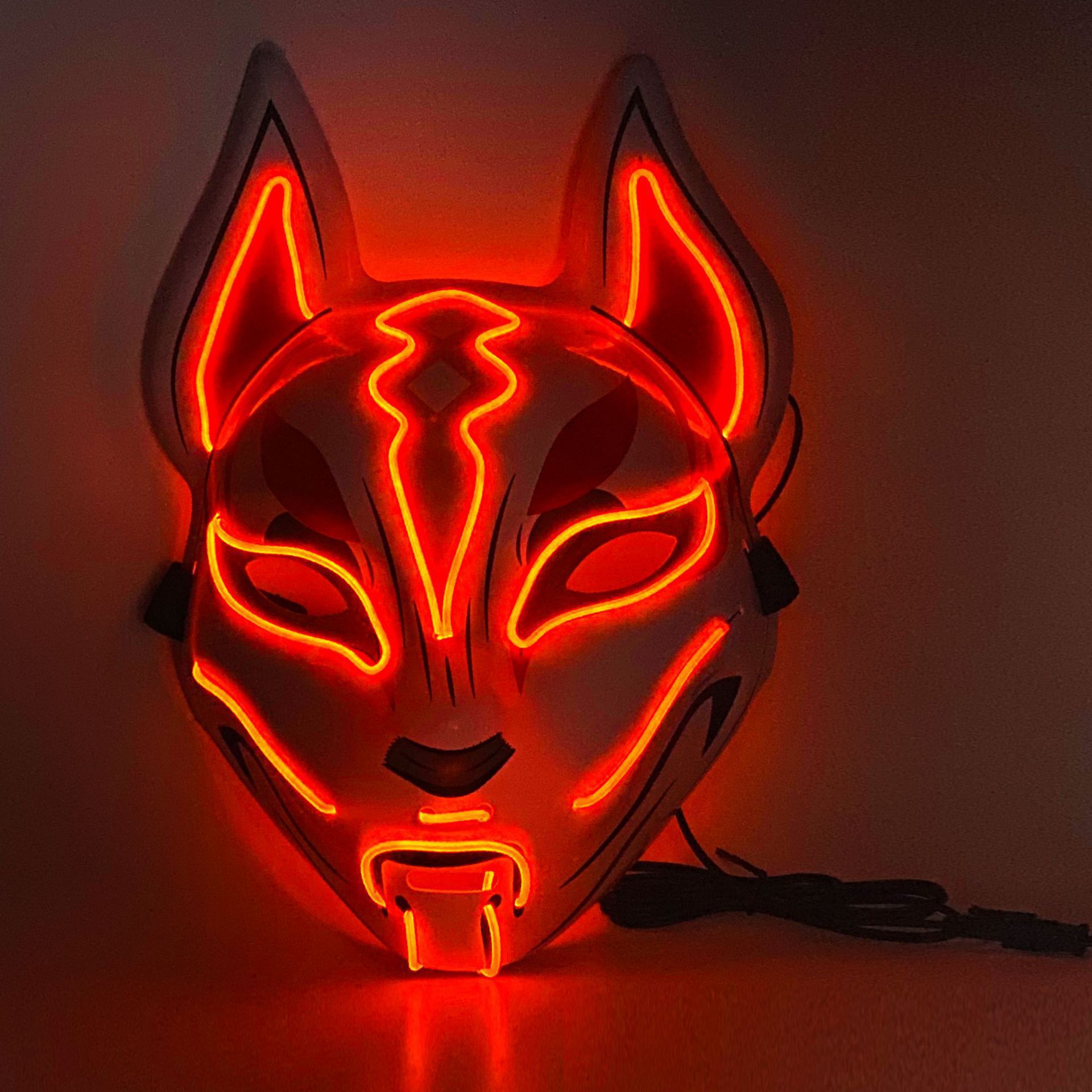 Picture of In-Stock Amazon Halloween Fox Mask El Cold Light Ktv Dance Party Horror Scary Mask Electronic
